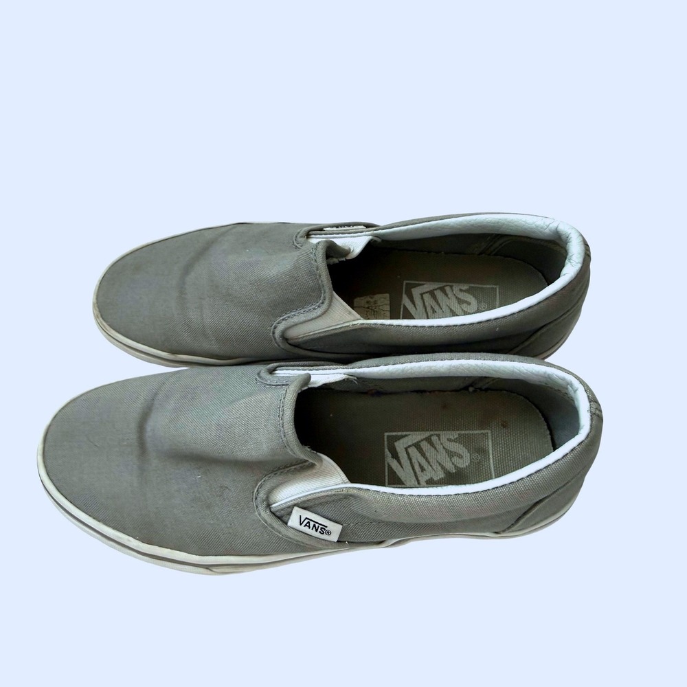 Vans Classic Slip-On Grey Canvas Low Top Skate Shoes Mens 5 Womens‎ 6.5